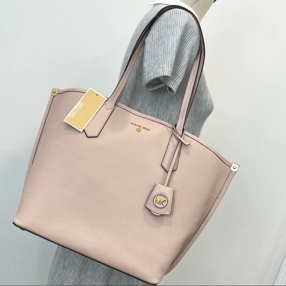 Michael Kors Jane Large Soft Pink Pebbled Leather Tote Bag - Picture 2 of 11